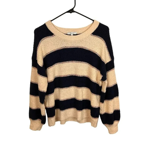 Madewell Striped Lakeville Pullover Sweater in Bone, Size S - Picture 4 of 14